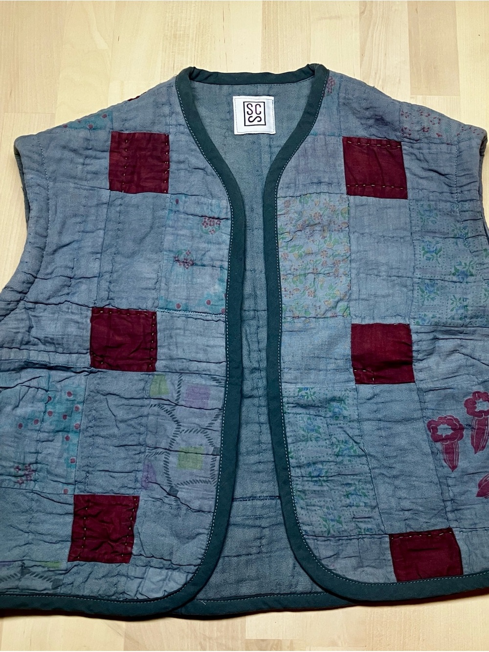 Studio SCS | Cotton Quilt Vest | Gray Small | Portland Designer Vintage